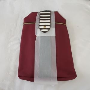 Henri Bendel Burgundy and Iconic Stripe Tote